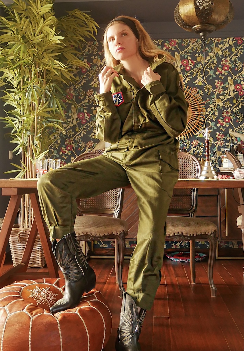 7 Olive Green Flip Golden Pockets Jumpsuit - The Monaco – Regine Chevallier